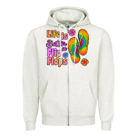 Oatmeal Heather life is better in flip flops Zipper Hoodie - Jasminsmagicworld