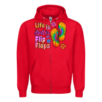 Red life is better in flip flops Zipper Hoodie - Jasminsmagicworld