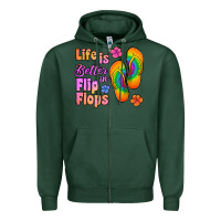 Sports Green life is better in flip flops Zipper Hoodie - Jasminsmagicworld
