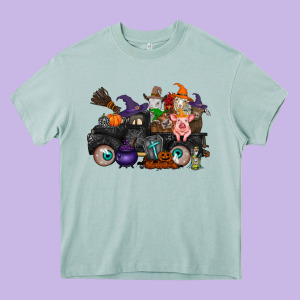 Halloween Farm Animals Truck Heavy Core Tee Designed By Racoondesign