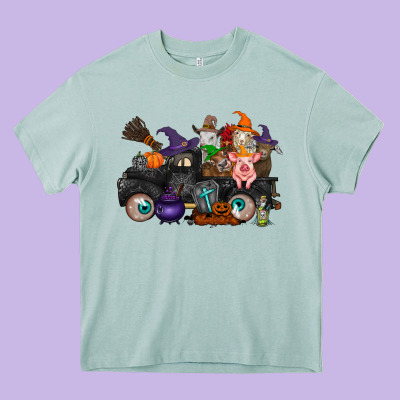 Halloween Farm Animals Truck Heavy Core Tee Designed By Racoondesign