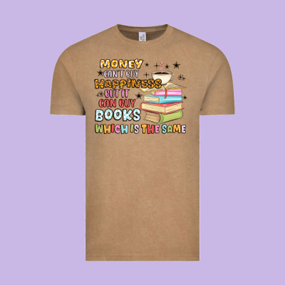 Money Can't Buy Happiness But It Can Buy Books Vintage Tee Designed By Maliassmallbusiness