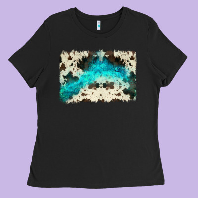 Turquoise, Cowhide Backgraund Ladies Tee Designed By Jahusdesignshop