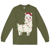 Army Green christmas llama Long Sleeve Tee - MaliasSmallBusiness