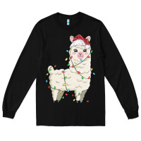 Black christmas llama Long Sleeve Tee - MaliasSmallBusiness