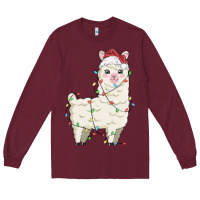 Burgundy christmas llama Long Sleeve Tee - MaliasSmallBusiness