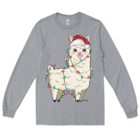 Heather Grey christmas llama Long Sleeve Tee - MaliasSmallBusiness