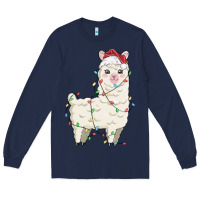 Navy christmas llama Long Sleeve Tee - MaliasSmallBusiness