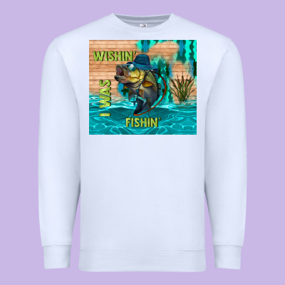 Wıshın I Was Fıshın Premium Sweatshirt Designed By Tumblerdesignbyshophia
