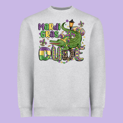 Mardi Gras Dude Alligator Heavyweight Sweatshirt Designed By Maliassmallbusiness