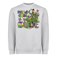 Heather Grey mardi gras dude alligator Heavyweight Sweatshirt - MaliasSmallBusiness