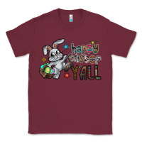 Burgundy Happy Easter Y'all Classic Tee - CowhideDigitalArt