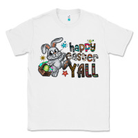 White Happy Easter Y'all Classic Tee - CowhideDigitalArt