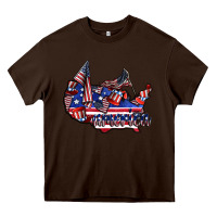 Chocolate Brown america Heavy Core Tee - CowhideDigitalArt