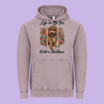Life Is Better With A Maltipoo Vintage Hoodie Designed By Barkaloodesign