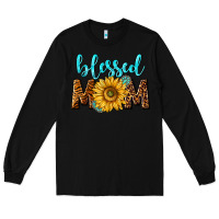 Black blessed mom with sunflower Long Sleeve Tee - NancyCooperArtShop