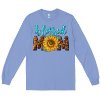 Colony Blue blessed mom with sunflower Long Sleeve Tee - NancyCooperArtShop