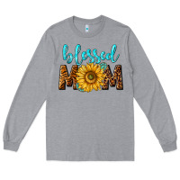 Heather Grey blessed mom with sunflower Long Sleeve Tee - NancyCooperArtShop