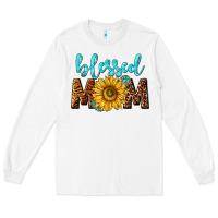 White blessed mom with sunflower Long Sleeve Tee - NancyCooperArtShop