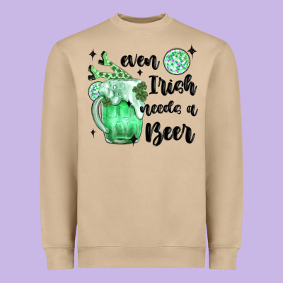 Even ırısh Needs A Beer Heavyweight Sweatshirt Designed By Maliassmallbusiness