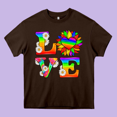 Love And Sunflower Heavy Core Tee Designed By Hra Design Shop