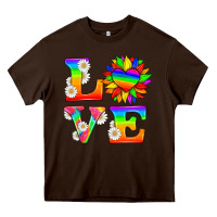 Chocolate Brown love and sunflower Heavy Core Tee - HRA Design Shop