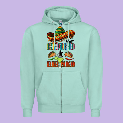 Cinco De Dirinko Sombrero Zipper Hoodie Designed By Barkaloodesign