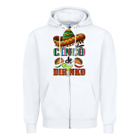 White cinco de dirinko sombrero Zipper Hoodie - BarkalooDesign