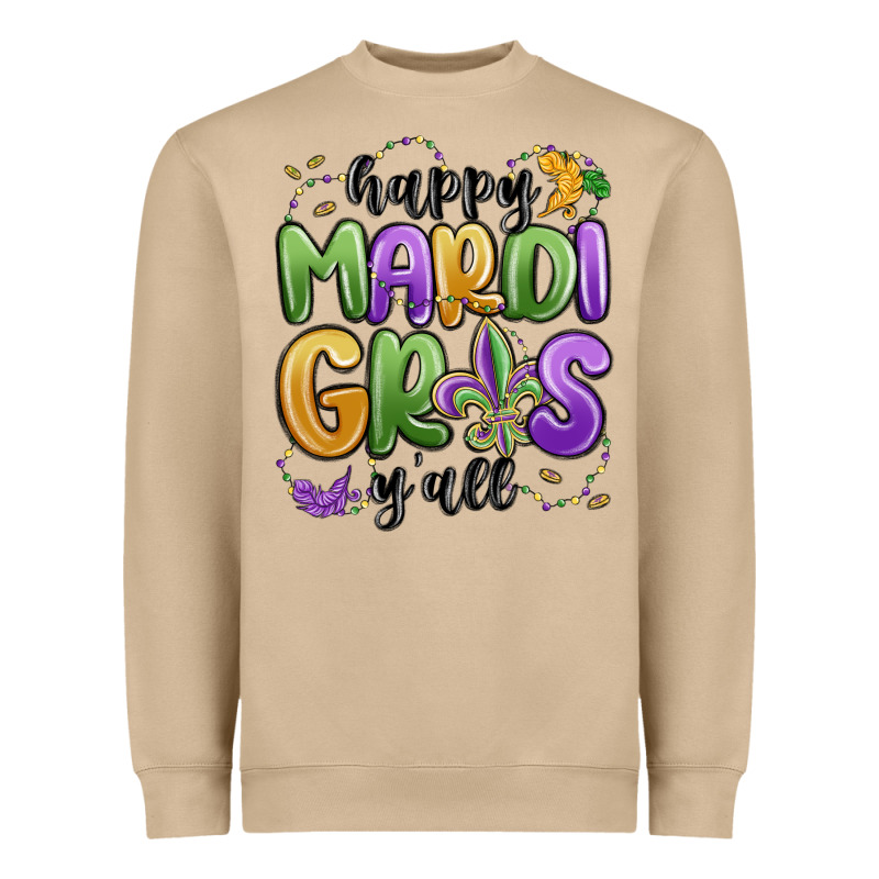 Happy Mardi Gras Y'all Heavyweight Sweatshirt by MaliasSmallBusiness | Teevron