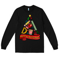 Black teacher tools christmas tree Long Sleeve Tee - MaliasSmallBusiness