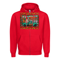 Red merry christmas farm truck tumbler Zipper Hoodie - Jasminsmagicworld
