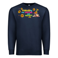 Navy fueled by ıced coffee and anxiety Premium Sweatshirt - TumblerDesignByShophia
