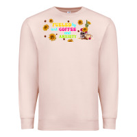 Pale Pink fueled by ıced coffee and anxiety Premium Sweatshirt - TumblerDesignByShophia