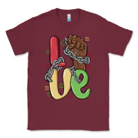 Burgundy love juneteenth Classic Tee - MaliasSmallBusiness