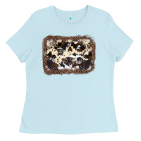 Baby Blue Cowhide Leopard Background Ladies Tee - JahusDesignShop