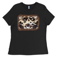 Black Cowhide Leopard Background Ladies Tee - JahusDesignShop