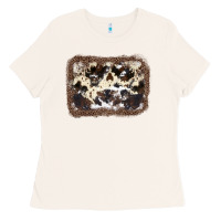 Bone Cowhide Leopard Background Ladies Tee - JahusDesignShop