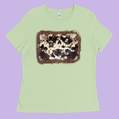 Cowhide Leopard Background Ladies Tee Designed By Jahusdesignshop