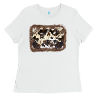 White Cowhide Leopard Background Ladies Tee - JahusDesignShop