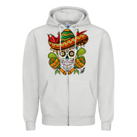 Dove Grey sombrero skull Zipper Hoodie - BarkalooDesign
