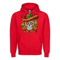 Red sombrero skull Zipper Hoodie - BarkalooDesign