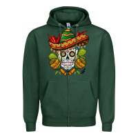 Sports Green sombrero skull Zipper Hoodie - BarkalooDesign