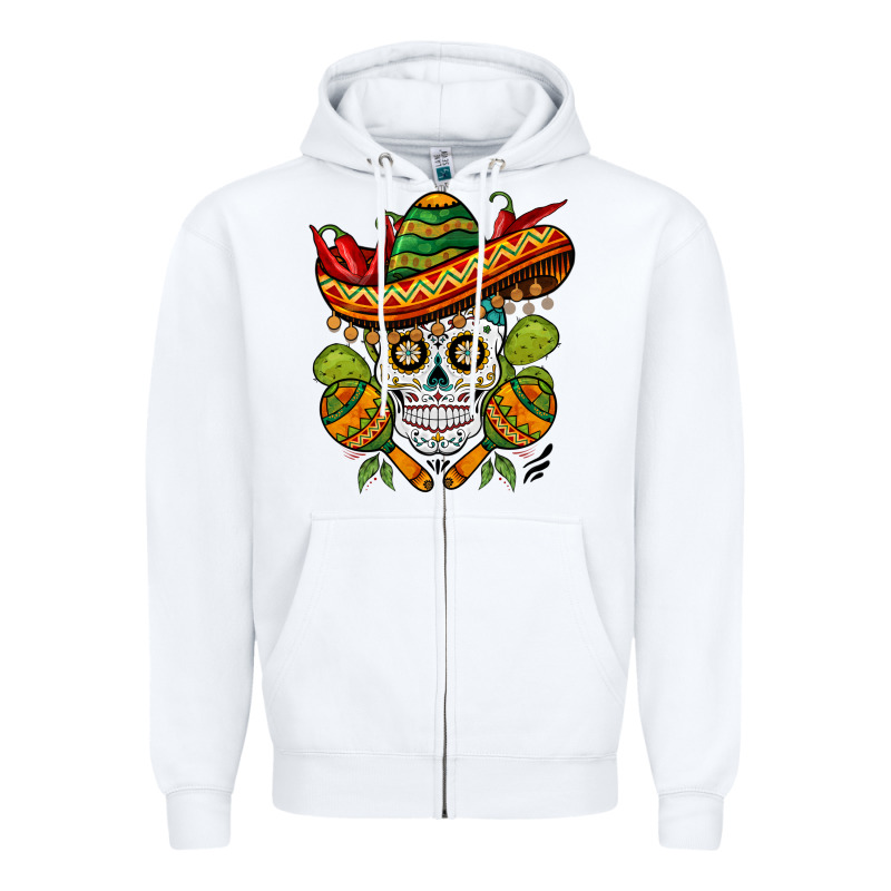 Sombrero Skull Zipper Hoodie by BarkalooDesign | Teevron