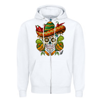 White sombrero skull Zipper Hoodie - BarkalooDesign