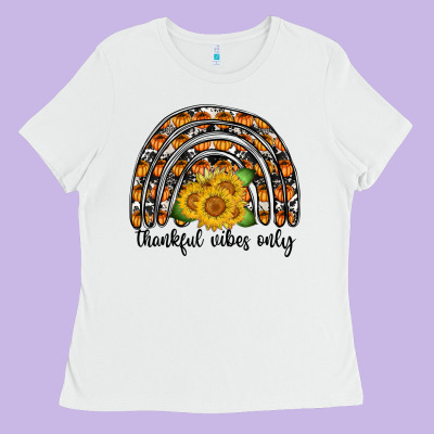 Thankful Vibes Only Ladies Tee Designed By Cowhidedigitalart