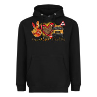 Black peace love school bus Heavyweight Hoodie - texasbilliewilder