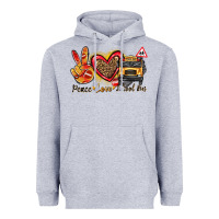 Heather Grey peace love school bus Heavyweight Hoodie - texasbilliewilder