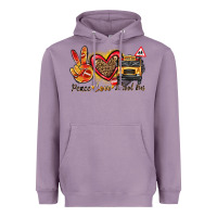 Lavender peace love school bus Heavyweight Hoodie - texasbilliewilder