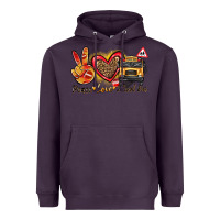 Plum peace love school bus Heavyweight Hoodie - texasbilliewilder