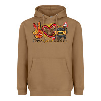 Toasted Coconut peace love school bus Heavyweight Hoodie - texasbilliewilder